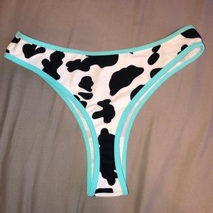 Cow print bathing suit bottoms